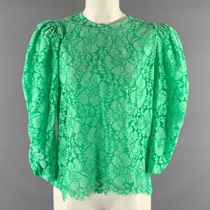STELLA NOVA Size M Mint Cotton Blend Floral Balloon sleeves Blouse
